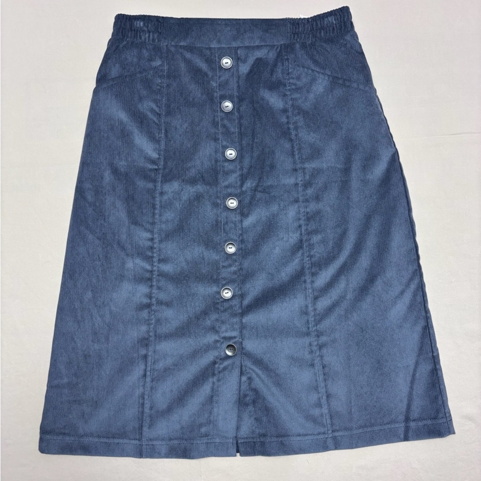 Nwt Allison Daley Charcoal Gray Corduroy Button-Front A-Line Skirt Size 6 Petite